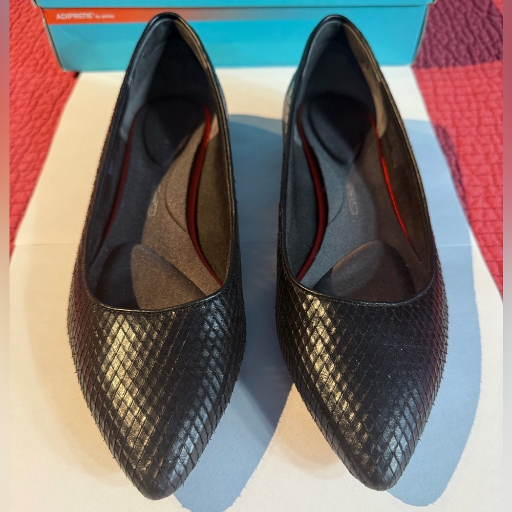 Rockport Women's Total Motion Adelyn Ballet flats in black reptile-embossed